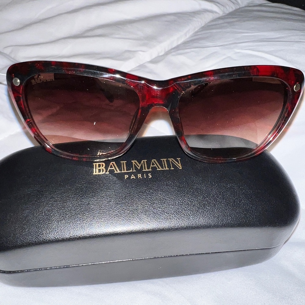 Balmain Paris 56mm Modified Cat Eye Red/Tortoise Sunglasses Made in France